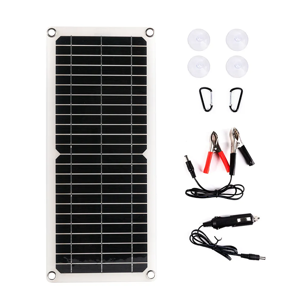10W18V monokristallijn silicium zonne-oplaadbord outdoor waterdichte draagbare oplader dubbele USB + DC-uitgang mobiele telefoon ventilator camera auto schip batterij opladen
