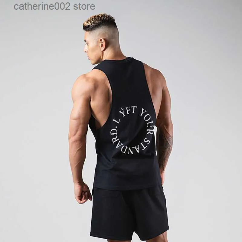 Herren T-Shirts 2022 Sommer Neuer Trend Fitness Herren Weste Fitness Übung Ärmellose Weste Stretch Atmungsaktives T-Shirt Herren Basketball Schwarz Top T230601