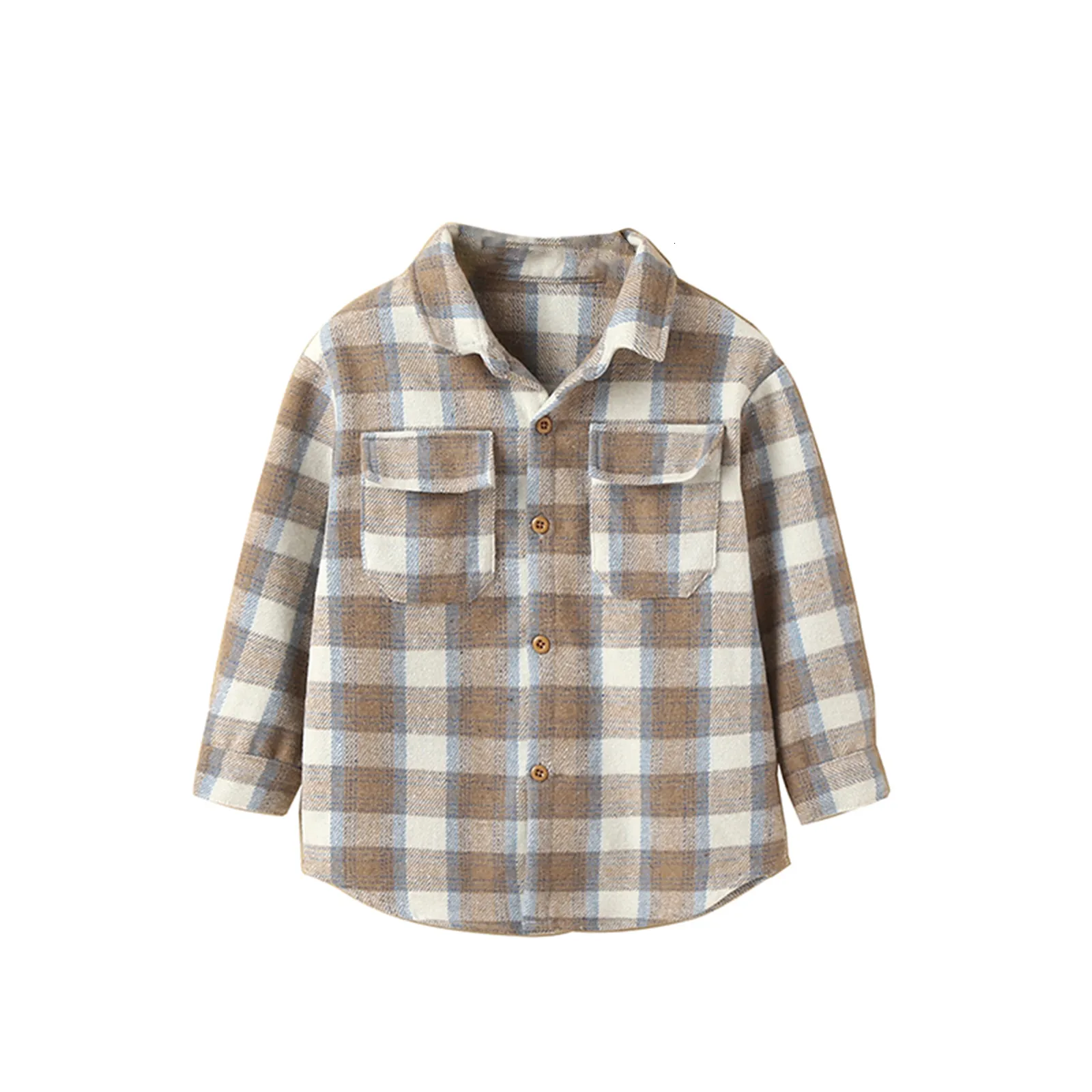 Kids Shirts Infant Kids Baby Girls Boys Casual Lapel Shirt Long Sleeves Check Pattern Single-breasted Tops Blouses Plaid Shirts 230531