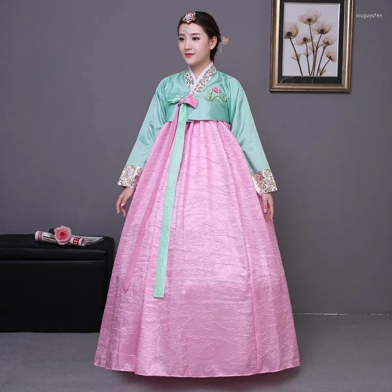 Ropa étnica Mujeres Traje tradicional de Corea del Sur Mujer Antiguo Kroean Hanbok Vestido Vintage Ladies National Dance 89