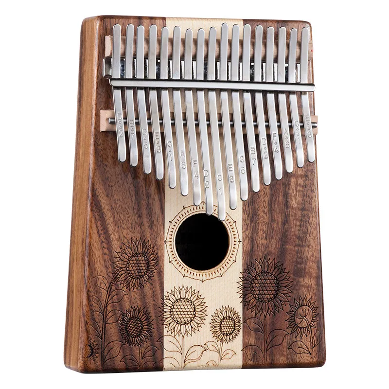 Pouce piano cas type tournesol trou rond 17 touches kalimba portable instrument de musique doigt piano adapté pour cadeau enfants