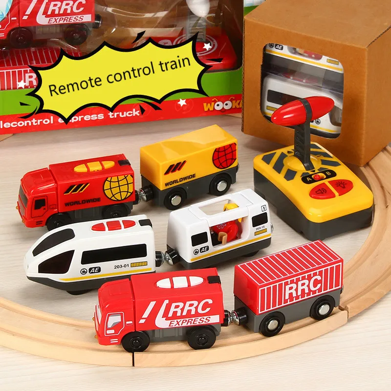 Elektrisch/RC Spoor Afstandsbediening RC Elektrisch Treintje Speelgoed Set Verbonden met Houten Spoorlijn Interessant Cadeau voor Kinderen 230601