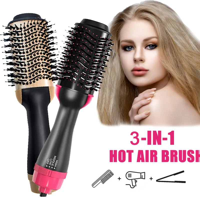 Curling Irons 3 In 1 Hair Dryer Brush One-step Volumizer Blow Dryer Brush Hair Straightener Curler Professional Air Brush Hair Styler Comb 230531