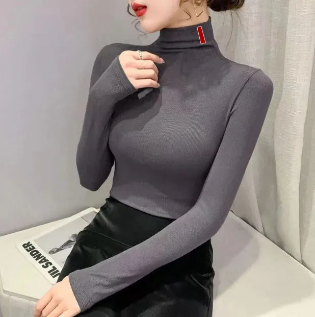 Sweaters High Neck Turtleneck Shirt Woman Sweater Blouse Shirts Womens Tops