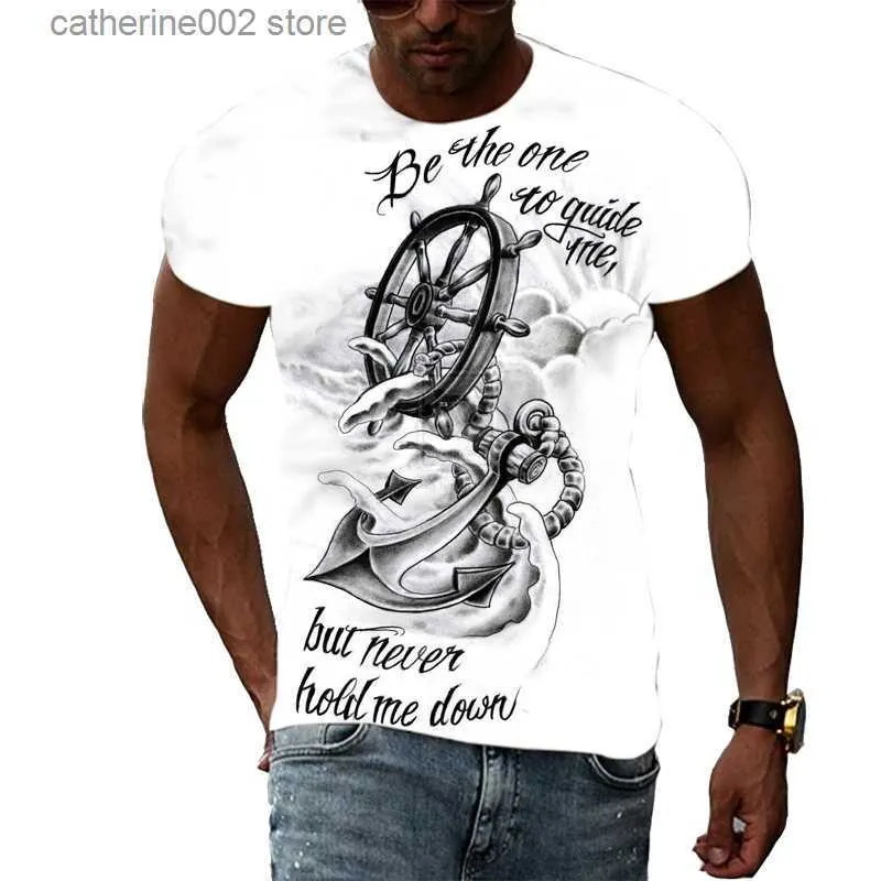 Męskie koszulki nowe modne styl Styl Kompas Graphic T koszule Męskie Trend Summer