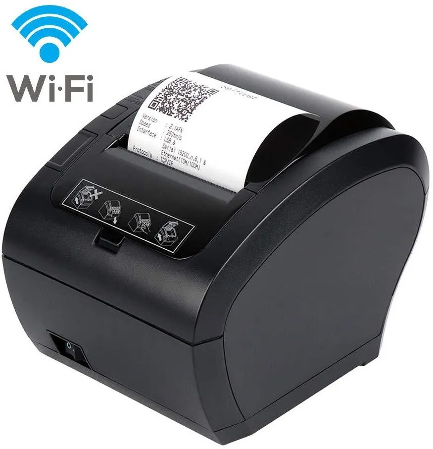 Printers 80mm 300m/s Thermal Receipt Printer POS Billing Printer Wireless WIFI/Bluetooth Printer Auto Cutter Android/iOS/Windows ESC/POS