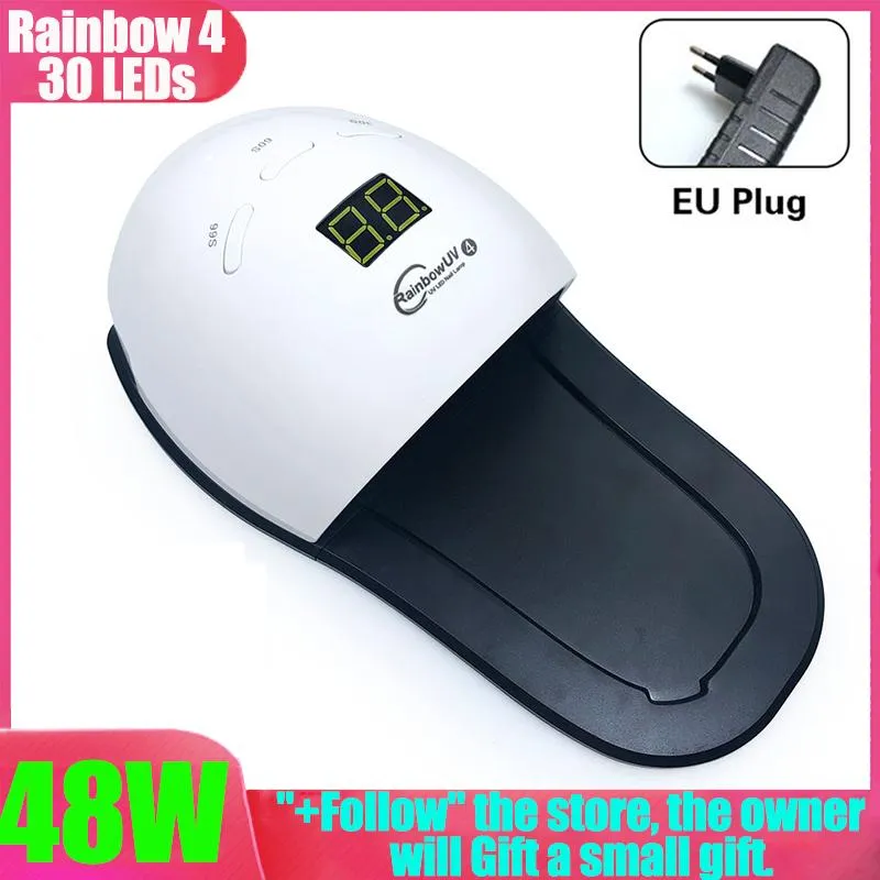 Suszarki paznokci suszarka 48 W lampa UV Rainbow4 Lampa LED do suszenia lakierów żelowych z 30 diodami LED szybko sucha z stóp dolna lampa do manicure