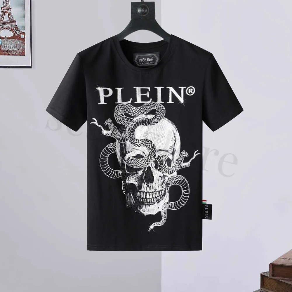 플레인 베어 티셔츠 셔츠 남성 디자이너 Tshirts 브랜드 의류 모조 다이아몬드 PP 두개골 남자 티셔츠 라운드 넥 SS 뱀 플레인 크리스탈 TSHIRT TOP TEES 161675