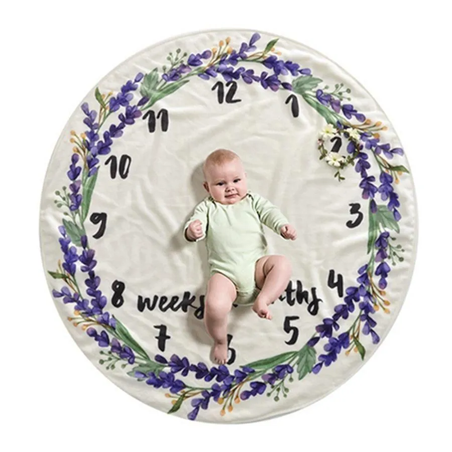 Couvertures Mignon Bébé Infant Milestone Rond Couverture Délicate Maison Écologique Imprimé P O Décoration Fond 4 Styles Dh0745 Drop D Dhbqh