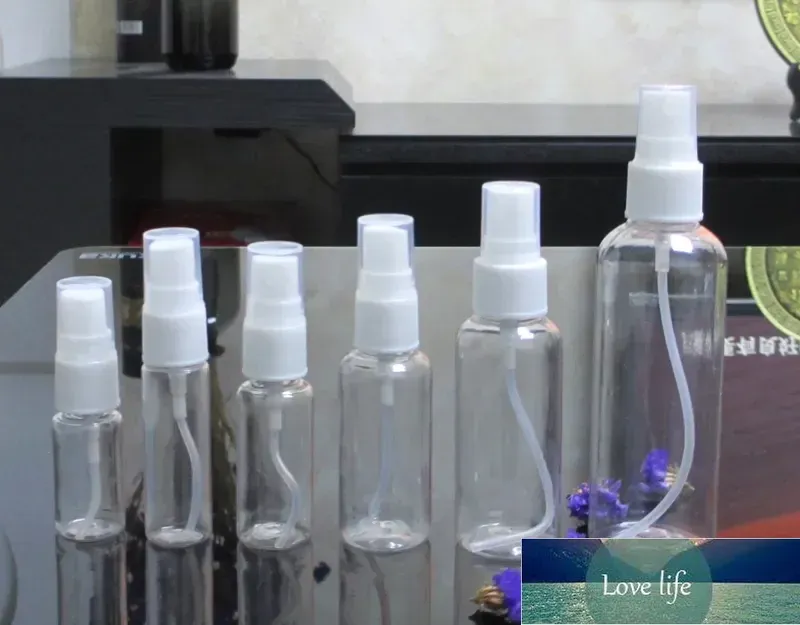 Klassische transparente Kunststoff-Parfümflaschen, 10 ml, 20 ml, 30 ml, 50 ml, 60 ml, 100 ml, leere, durchsichtige PET-Kunststoff-Sprühflasche mit feinem Nebel zur Reinigung ätherischer Reiseöle