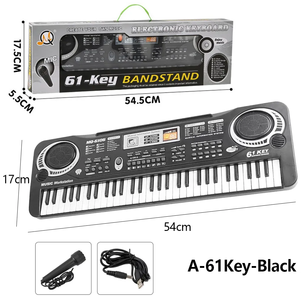 Homesen 61 Teclas Teclado Eletrônico de Música Digital Crianças  Multifuncional Piano Elétrico para Piano Aluno com Função de Microfone  Instrumento Musical : : Brinquedos e Jogos