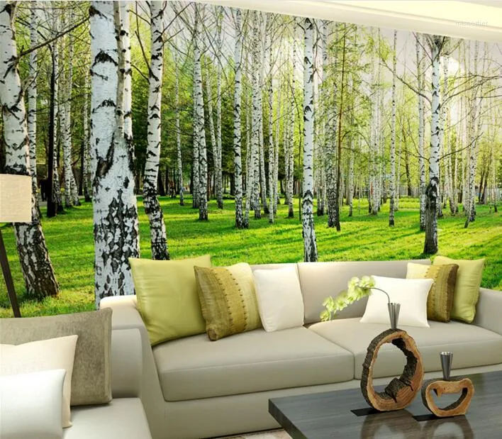 Bakgrundsbilder Anpassade vägg Mural Modern Högkvalitativ tapet 3D vardagsrum TV -bakgrund Landskapsträd PO -papper