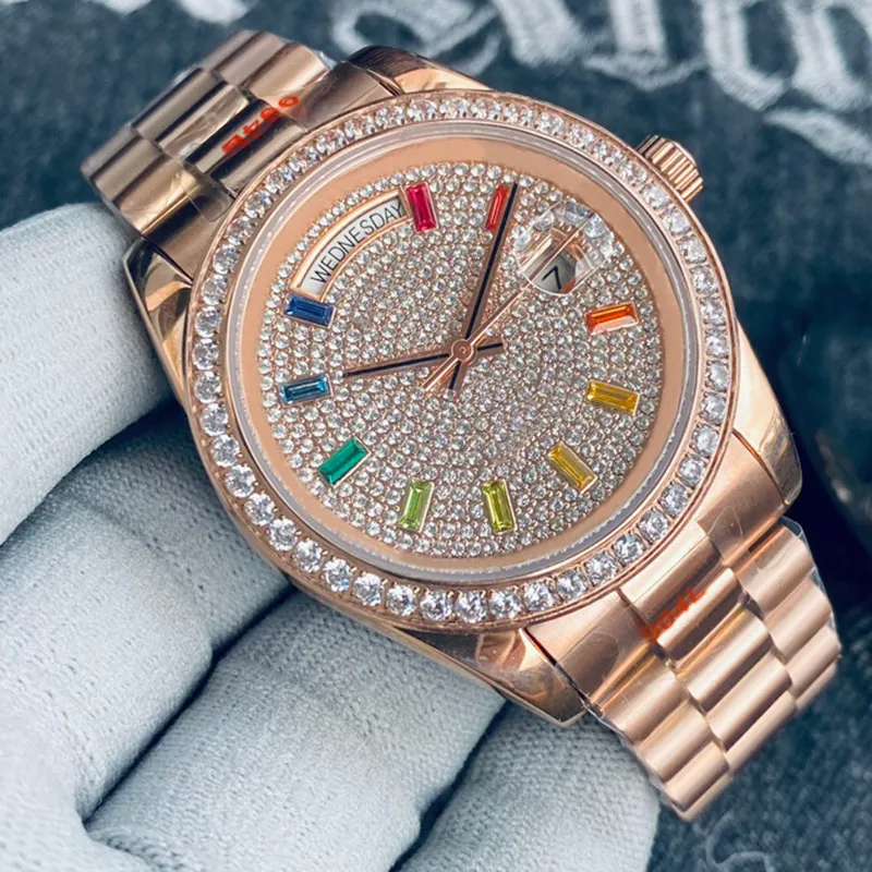 다이아몬드 시계 남성 자동 기계식 시계 36mm 사파이어 여성 손목 시계 방수 904L 스테인리스 스틸 Montre de Luxe
