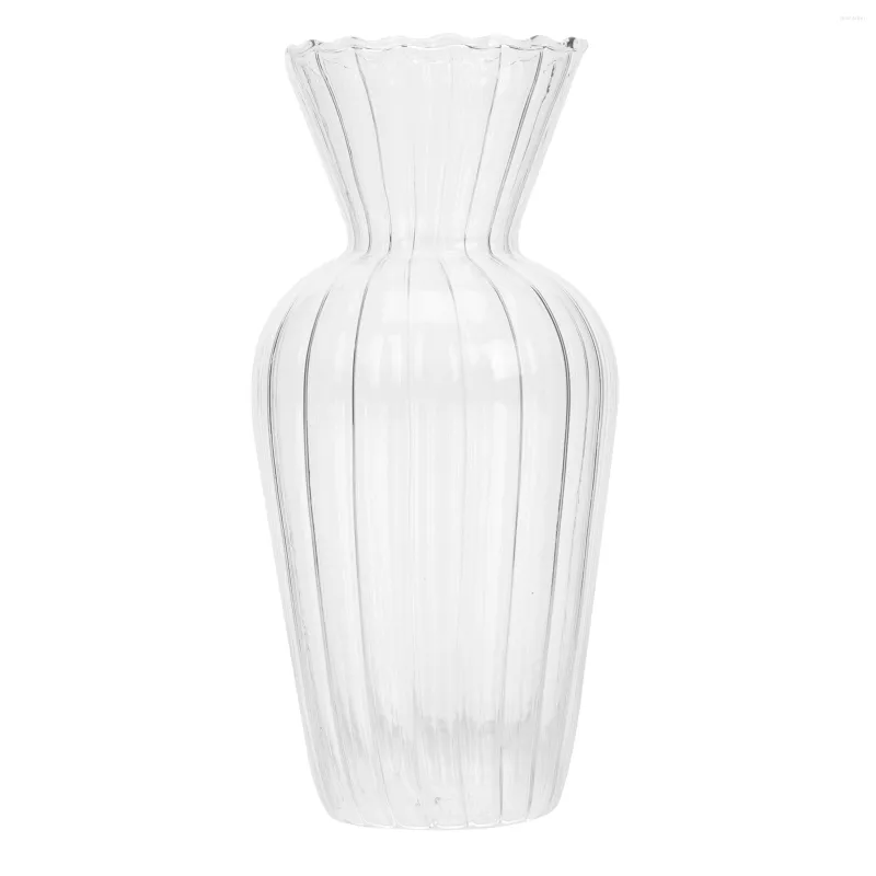 Vases Vase Ornament Striped Wavy Glass Storage Vintage Home Decor Decorations Decorative Desktop Office Flower Holder Clear