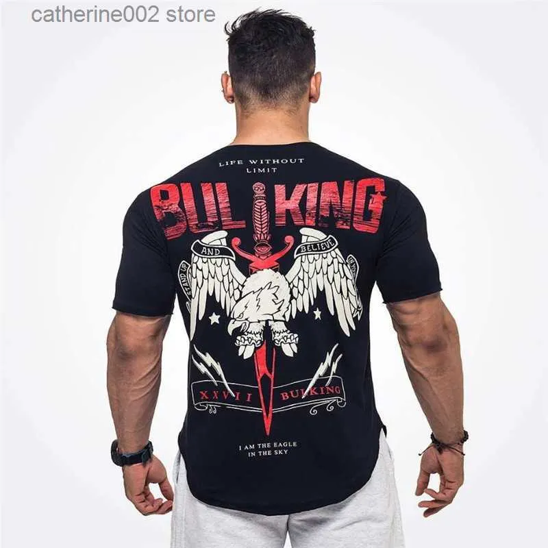 Camisetas de los hombres Nuevos Hombres camiseta de manga corta de algodón de impresión Verano Moda Casual Gimnasios Fitness Culturismo Camiseta Hombre Slim Tees Tops Ropa T230601