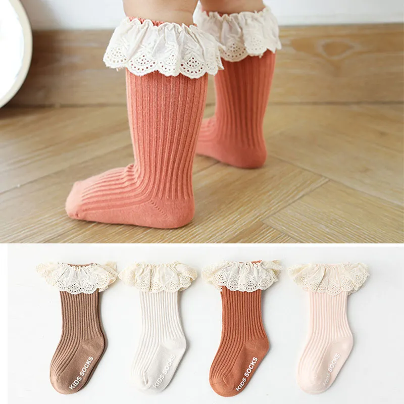 Acheter 1 paire de chaussettes pour bébé fille, en coton, confortables,  avec nœuds hauts aux genoux, pour nouveau-né