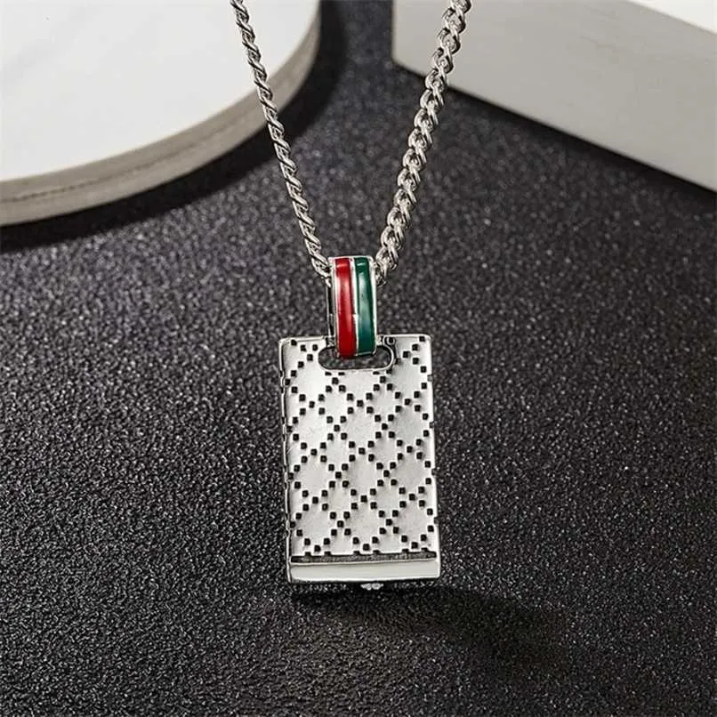 70% de réduction bijoux de créateur bracelet collier bague Sterling rectangulaire rhombique treillis pendentif émail colle goutte vieil homme femme polyvalent