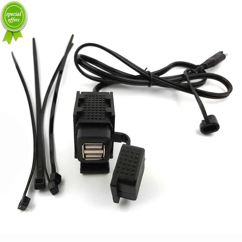 Nowy 100 cm SAE do kabla USB Adapter 3.1A Wodoodporny motocykl Zestaw do ładowarki USB Podwójny port zasilający do telefonu GPS