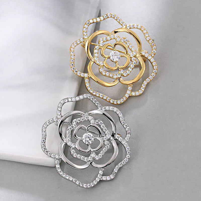 Alfinetes Broches A nova chegada de WEIMANJINGDIAN de requintada zircônia cúbica de luxo rosa baú adequado para meninas ou joias para mães G230529