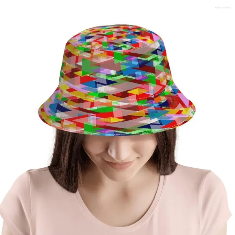 Berets Multicolor 3D ثلاثية الأبعاد قبعة دلو للنساء رجال مراهقات قابلة للطي بوب الصياد القبعات بنما كاب الخريف