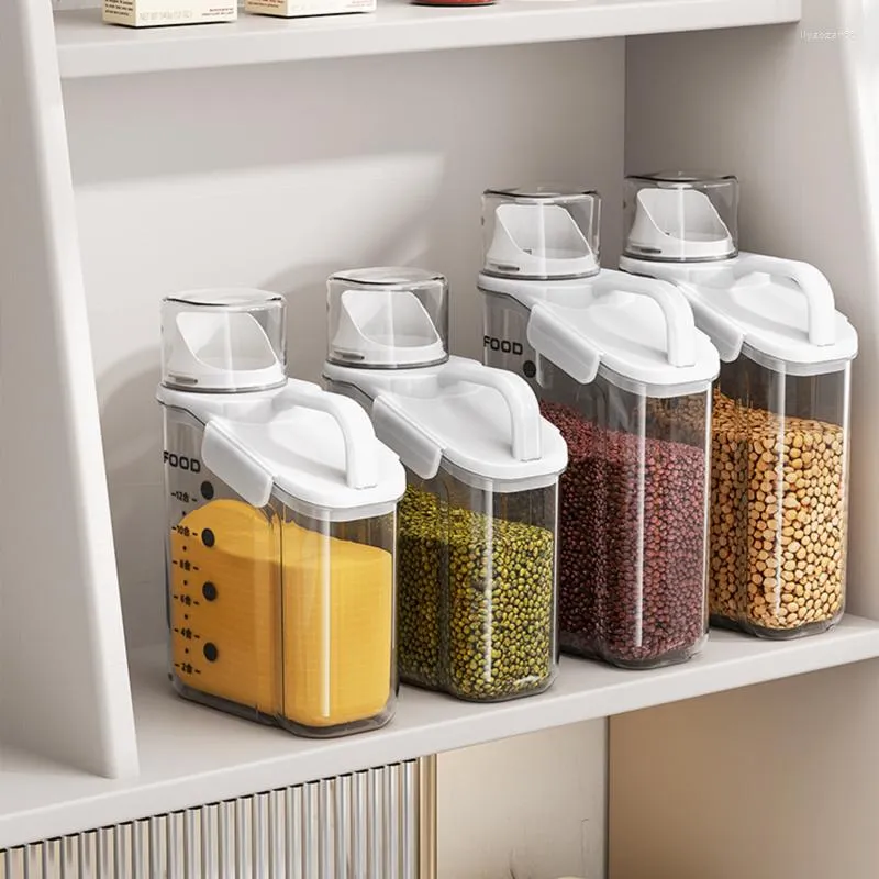 Large Capacity Grain Box With Scale Handle For Ikea Kitchen Pantry Sealed Jar For Cereals, Beans