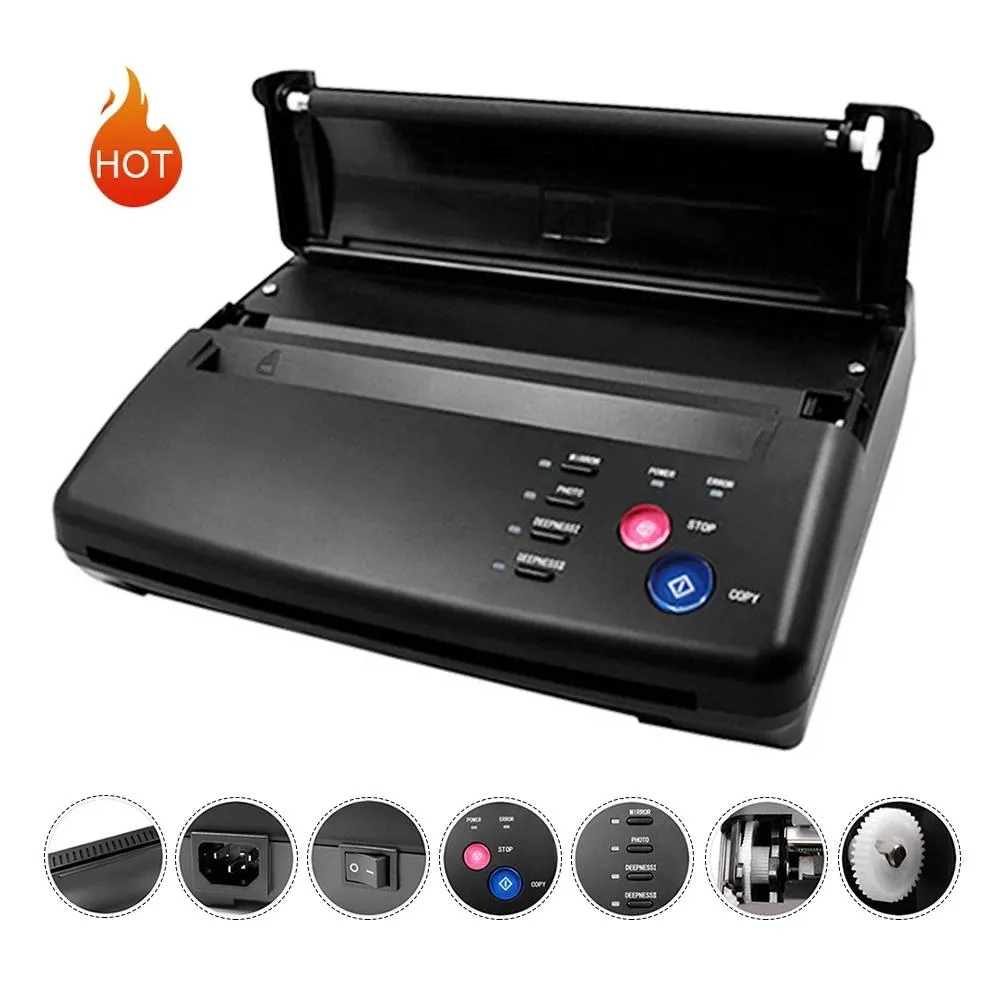 Stencils Tattoo Transfer Machine Tattoo Printer Ritning Thermal Stensil Maker Copier för Tattoo Transfer Paper Carbon Papier Supply