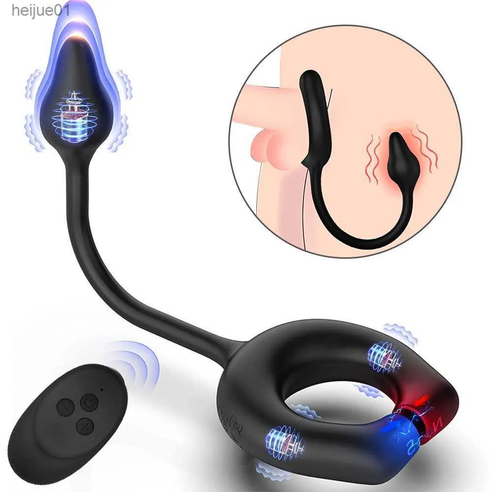 Wibrator pierścienia bezprzewodowego dla mężczyzn Opóźnij wytrysk Anal Anal Męska masturbator masażer prostaty Penis Pierścień Pierścień Sex Toy