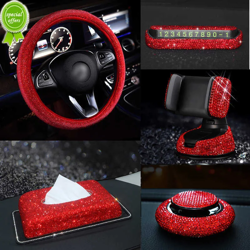 Nouveau Rouge Strass Voiture Intérieur Accessoires Pour Femmes