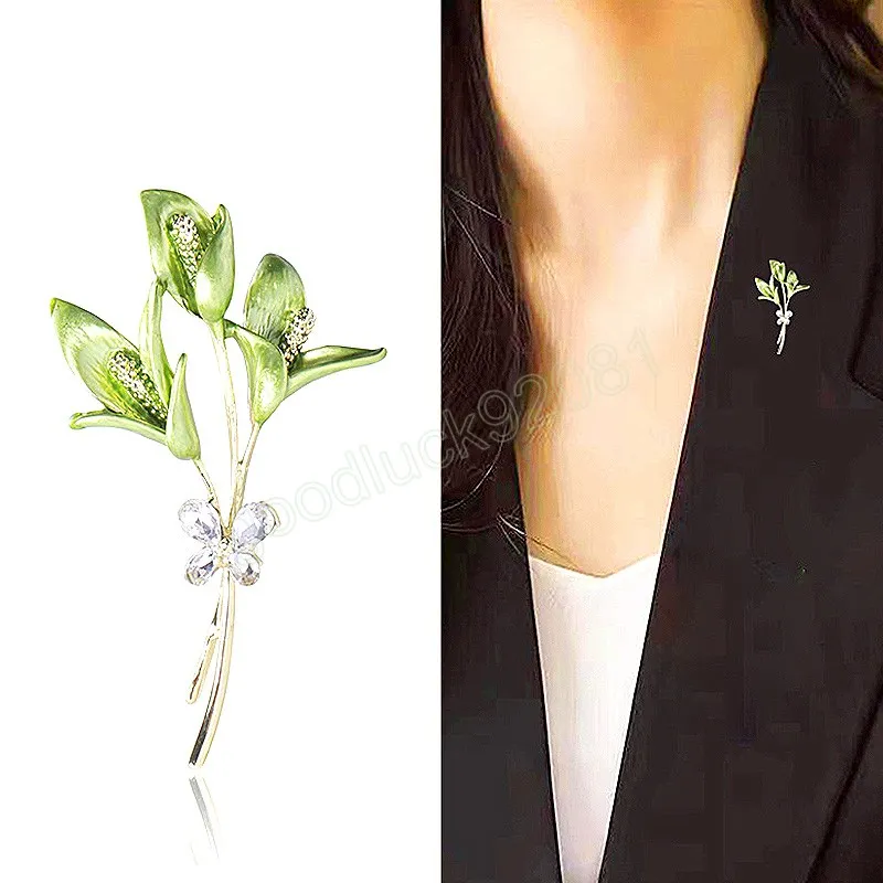 Strass Tulp Broche Luxe Rode Roos Bloem Broches Voor Vrouwen Boeket Reversspeldjes Bruiloft Sieraden Gift