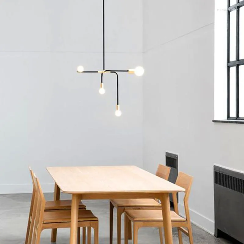 Candeeiros pendentes nórdicos simples pastorais criativos restaurante quarto sala estudo 4 suportes de lâmpadas E27 lustre personalizado AC110-240V