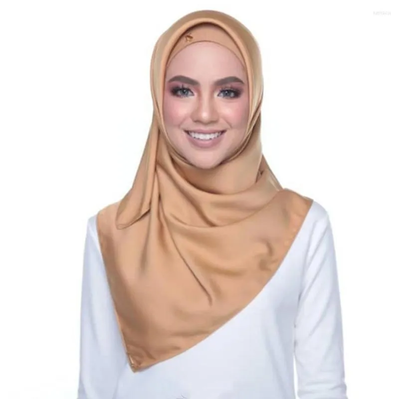 Cachecóis Cores Sólidas Lenço de pescoço Hijab Cachecol Feminino de Cetim Tiara de Cabelo Feminino Xales Quadrados Lenços de Cabeça Feminino 180c T1O3