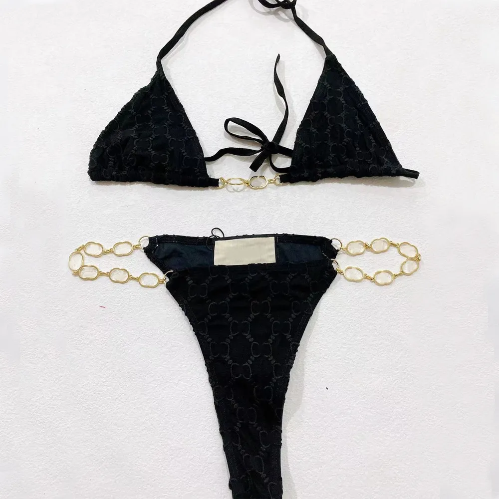 Kadın mayo moda mektubu baskı bikini kısa set bra plaj partisi seksi bandaj mayo yüzme kıyafetleri
