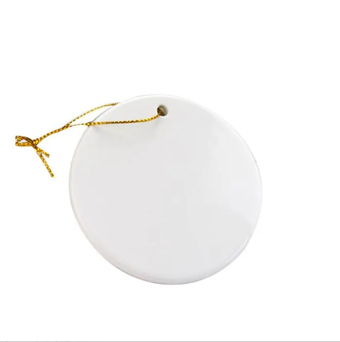 Blanco witte sublimatie keramische hanger Creatieve kerstornamenten Afdrukken DIY keramisch ornament hart rond kerstdecor