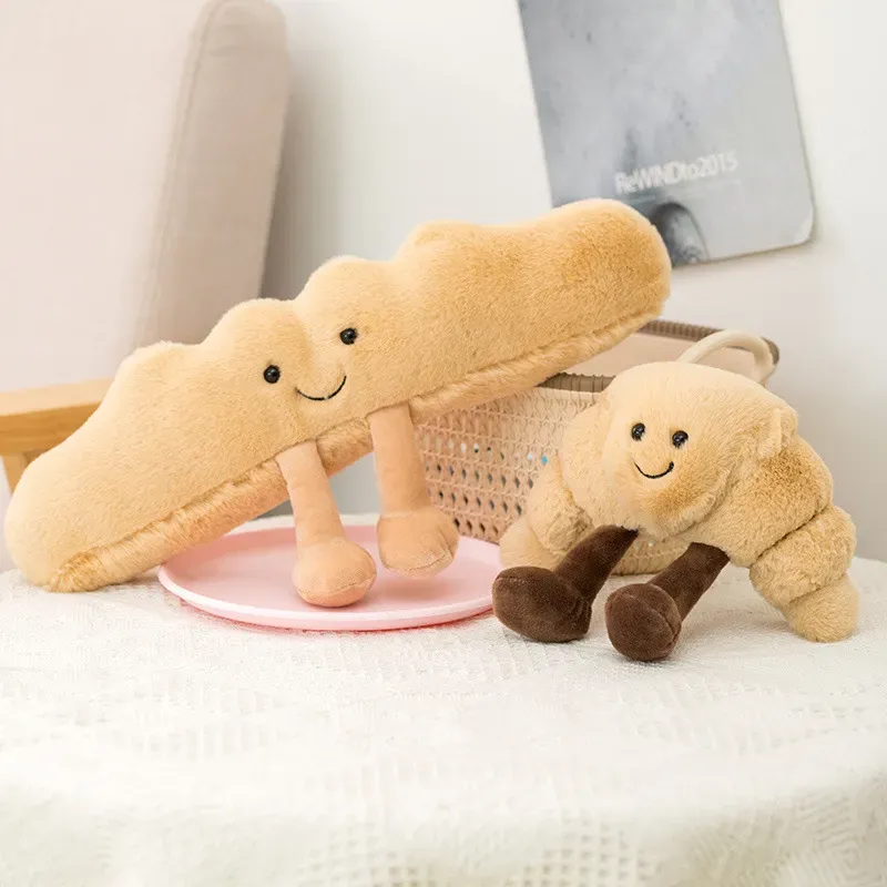 2023 new Soft Cartoon Figure Pretzel Crossant Toast Bread Doll Plush Food Toy Stuffed Baguette Poach Egg Decor Doll