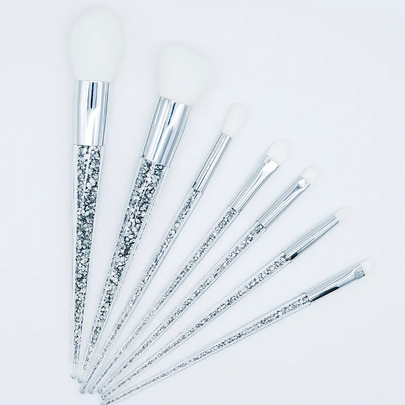 Makeup Tools 7 Sets Of Brush Makeup Brush Quicksand Silver Diamond Transparent Crystal Diamond Handle Fan Brush Makeup Tool 230531