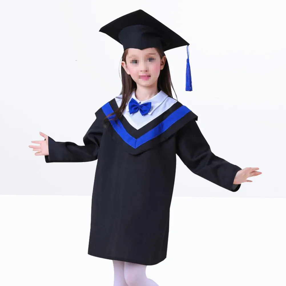 Giyim Setleri Mezuniyet Elbise Kapağı Kids Anaokulu Tassel Set Seti Robi Okul Öncesi Şapka Çocuk Kostüm Hediyeleri S Çocuk Kıyafet Önlük 230601