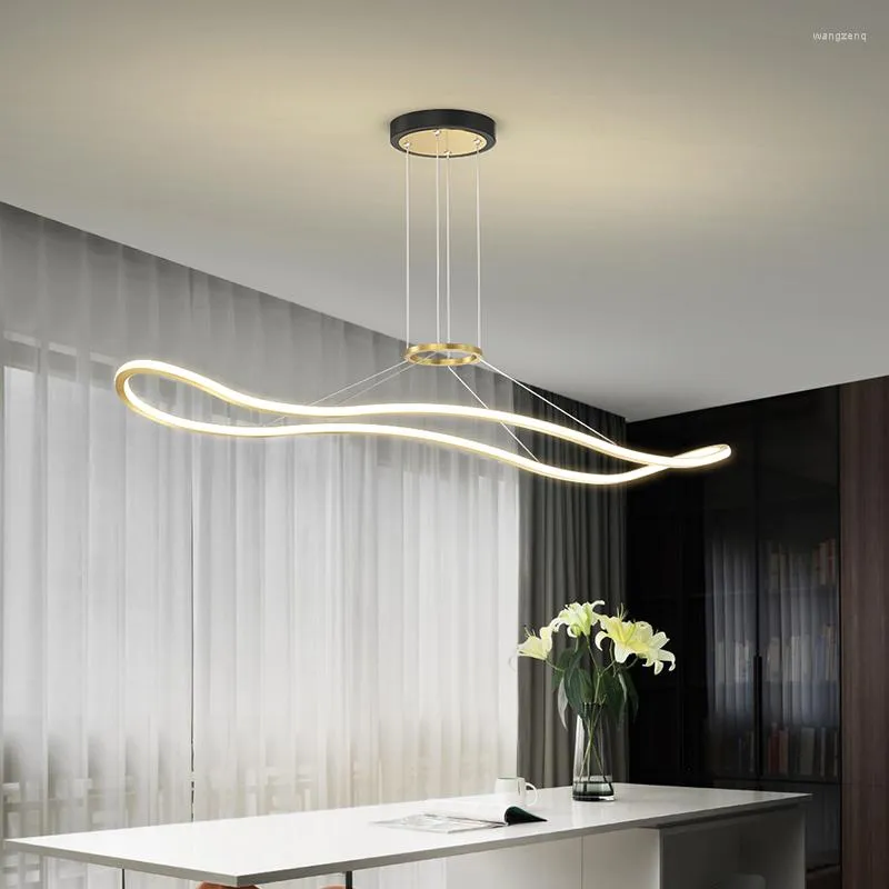 Pendant Lamps Simple Dining Room Lights Modern Black Gold Nordic Minimalist Living Bedroom Chandelier Home Indoor Decor Lighting Lamp