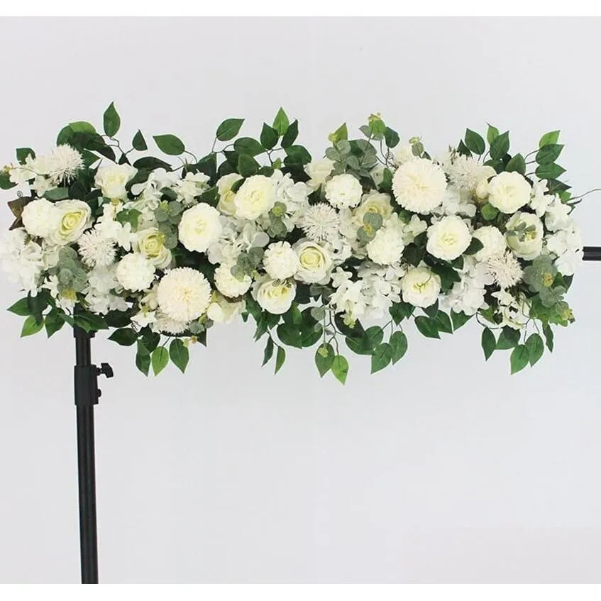 Dekorativa blommor kransar 100 cm diy bröllop blommor väggarrangemang levererar silke pioner rose konstgjord rad dekor järnbåge bac dhvli