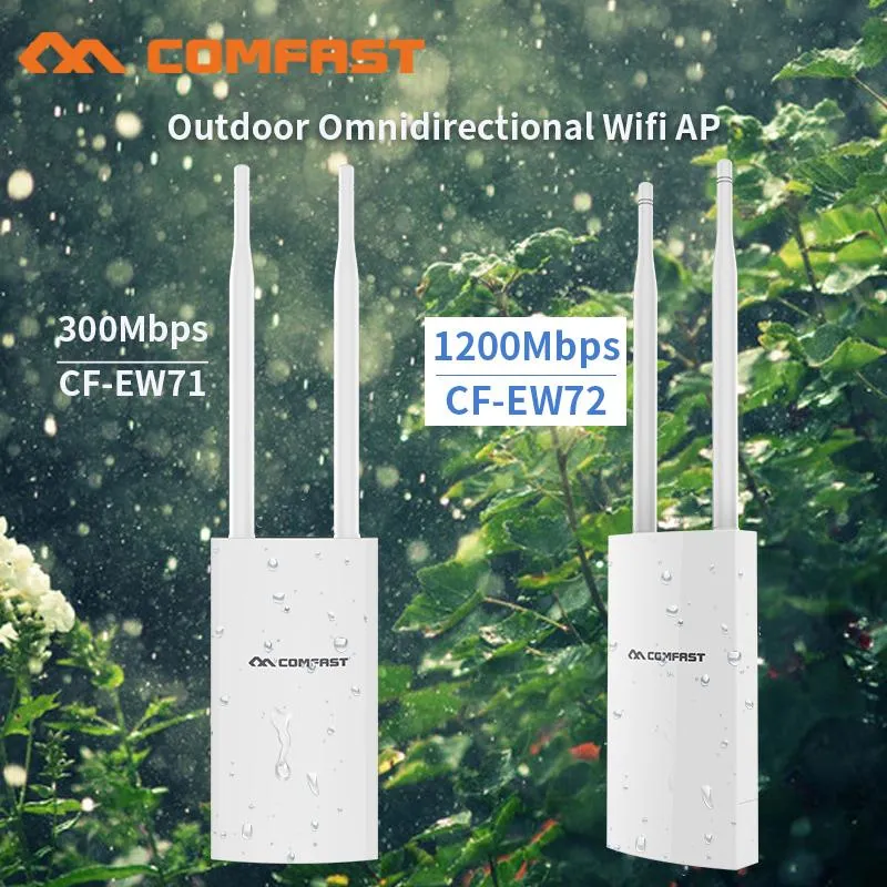 Routers Comfast 300Mbps1200Mbps Wireless Wifi Repeater Outdoor 2.4 5.8Ghz High Power Outdoor Waterproof Extender Wifi Router Antenna AP