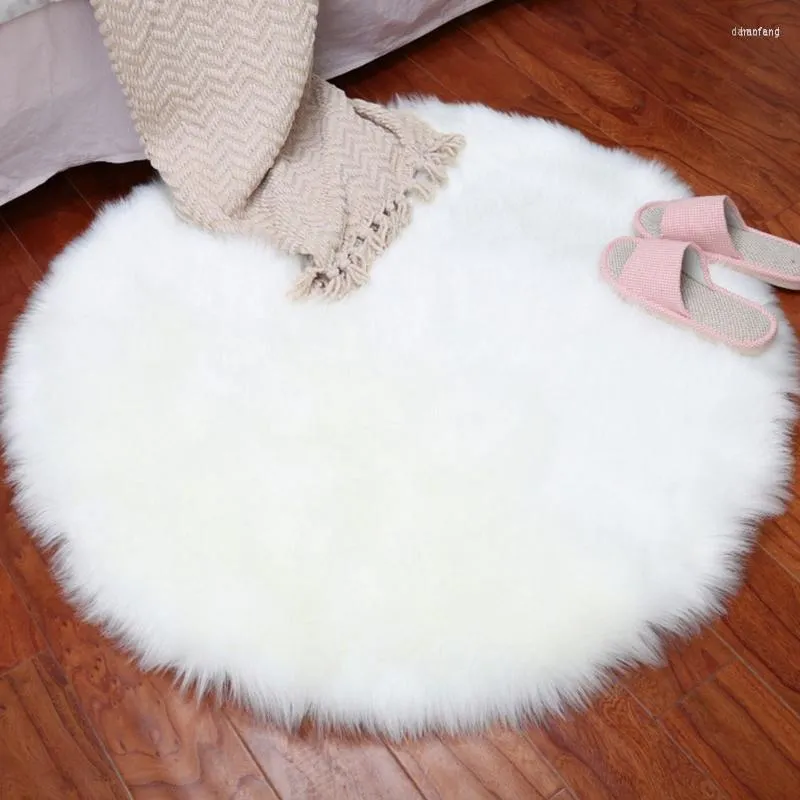 Carpets Pink Soft Faux Fur Wool Living Room Sofa Carpet Plush Bedroom Cover Mattress Xmas Door Window Round Rugs