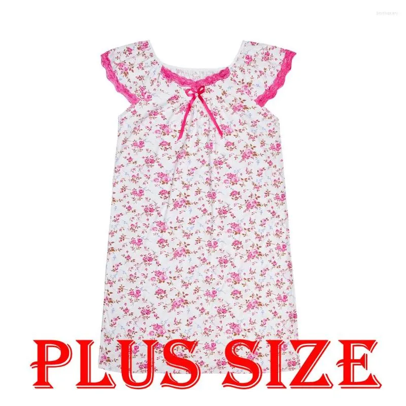 Kobietowa odzież snu Urocze Anioł Summer Kobiety Mid Nightdress Casual Poly-Cotton Soft Printed Flowed Mom Nightgown Loose Nighties