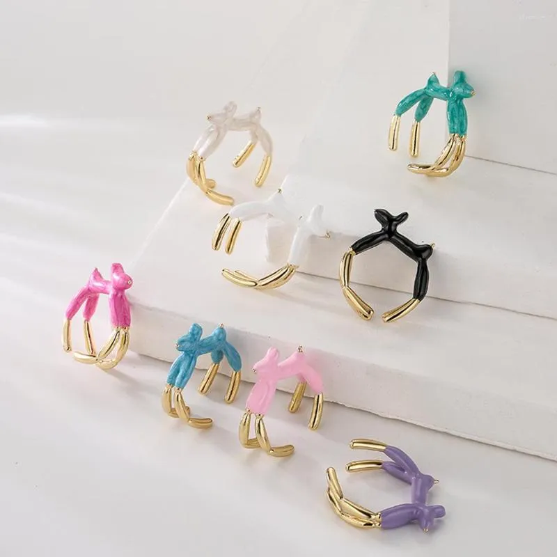 Cluster Rings COMPRAR Fashion 8 Cores Esmalte Lovely Dog Chram Finger Ring For Women Girl Wholesale Gold Color Copper Party Jewelry Female