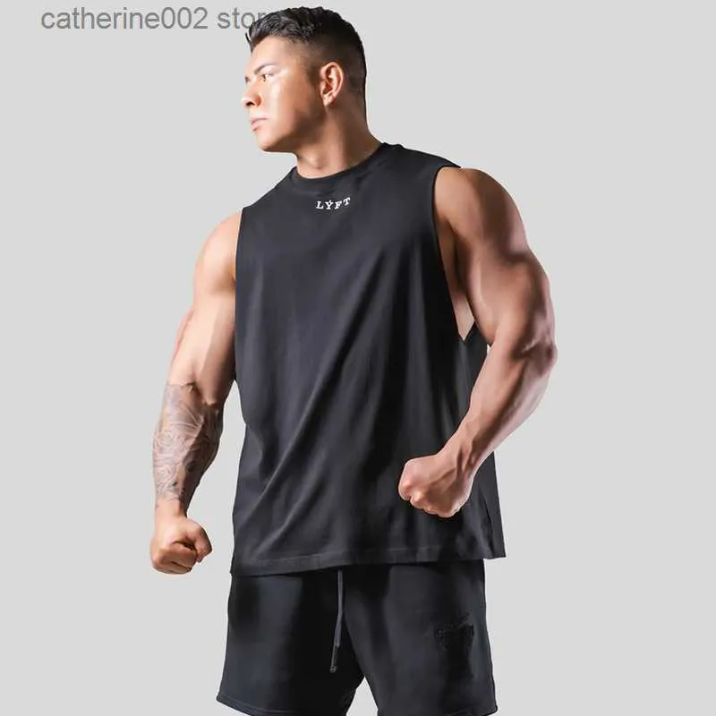 Men's T-Shirts Summer Men's Black Sports Fashion Round Neck Vest Cotton Workout Bodybuilding Sleeveless Shirts Gym Training Men's Casual Tops T230601