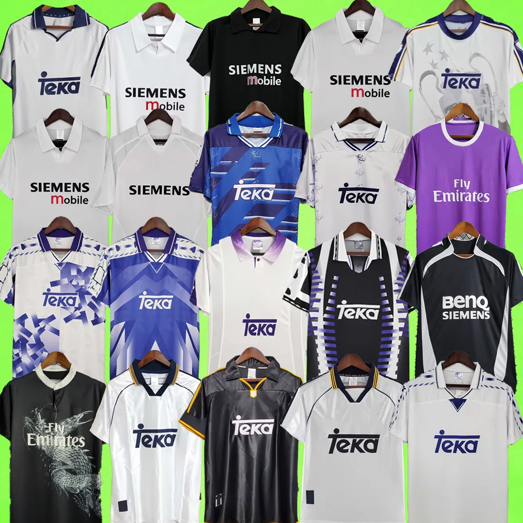 Retro soccer jerseys Real Vintage football shirt Madrids 94 96 97 98 99 00 01 02 03 04 05 RONALDO RAUL DI STEFANO FIGO ZIDANE SUKER R.CARLOS SANTILLANA PIRRI MICHEL HIERRO