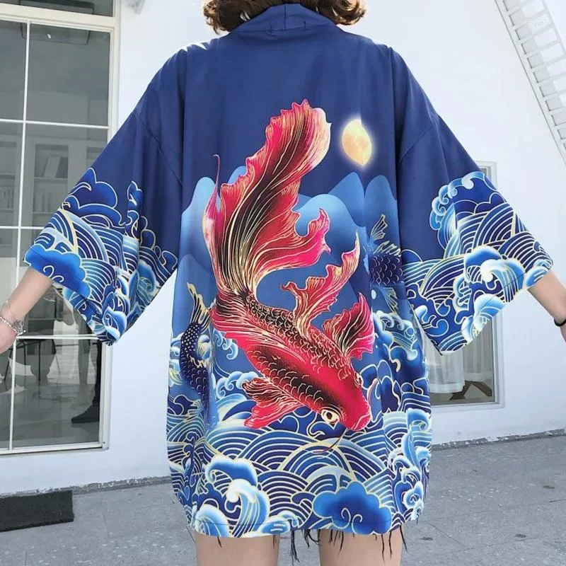 Ethnic Clothing Kimono Woman Blouse 2023 Summer Japanese Fashion Obi Yukata Beach Cardigan Men Women Asian Clothes Kimonos Haori 10485