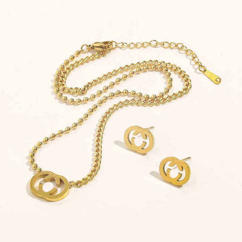 70% off designer jewelry bracelet necklace ring Accessories French Antique Set female titanium steel simple versatile Earring