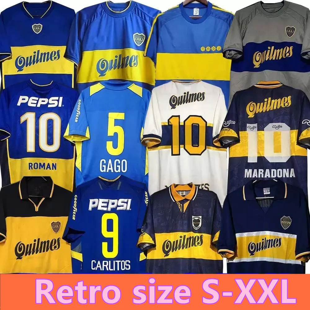 84 95 96 97 98 Boca Juniors Retro Futbol Jersey Maradona Roman Caniggia Riquelme 1997 2002 Palermo Futbol Gömlekleri Maillot Camiseta De Futbol 99 00 01 02 03 04 05 06 1981