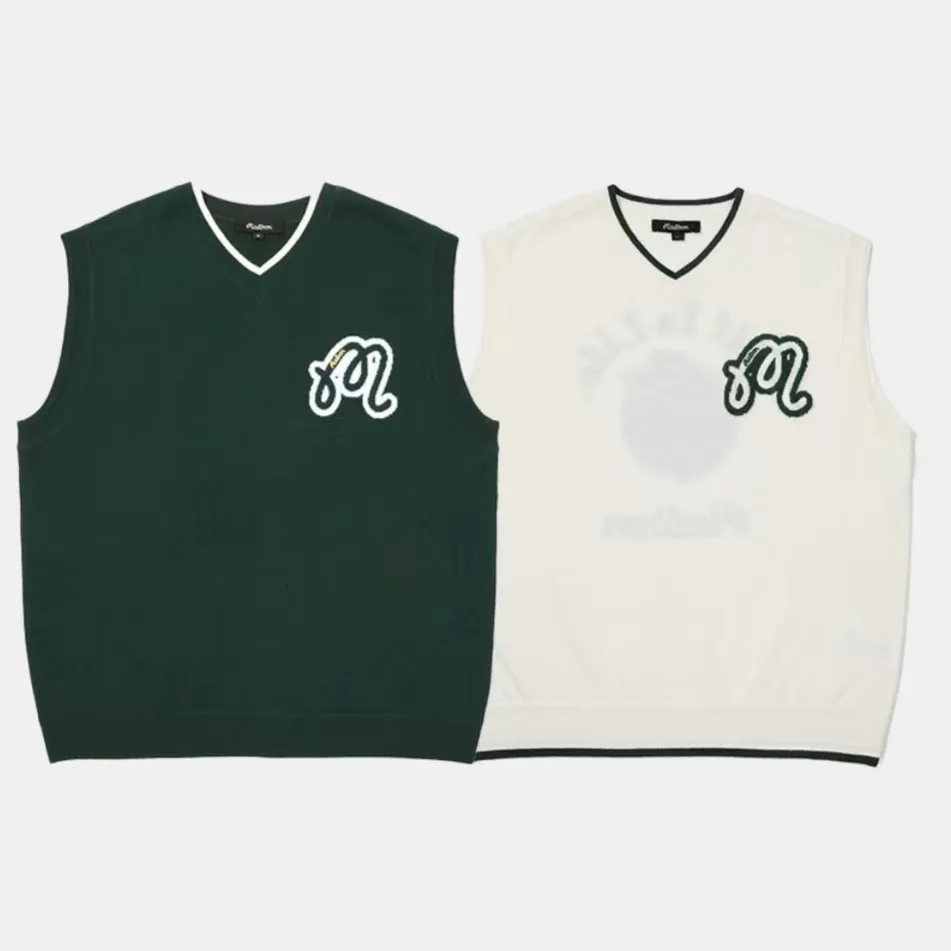 Korean MALBON GOLF Mens Golf Tank Tops Embroidered Knitted Vest For