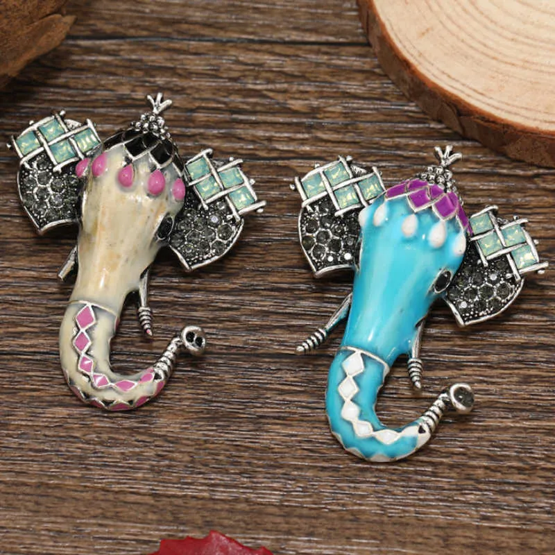 Broschen Neue Emaille Elefant Damen Modeschmuck Revers Jungen und Mädchen Mantel Kunst Brosche Unisex Glück Tier Pins Geschenk G230529