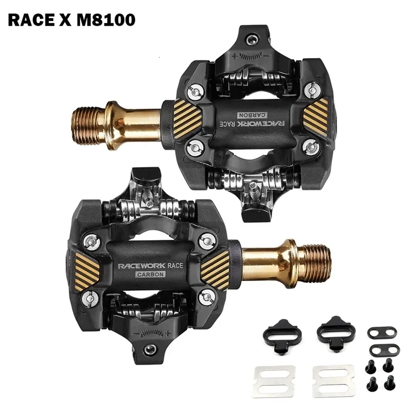 Bike Pedals SPD X-M8100 Ultra-light MTB Pedals Bike Self-Locking SPD Pedals DU Bearing Mountain Bike Pedals Die Casting Carbon Fiber Pedal 230531